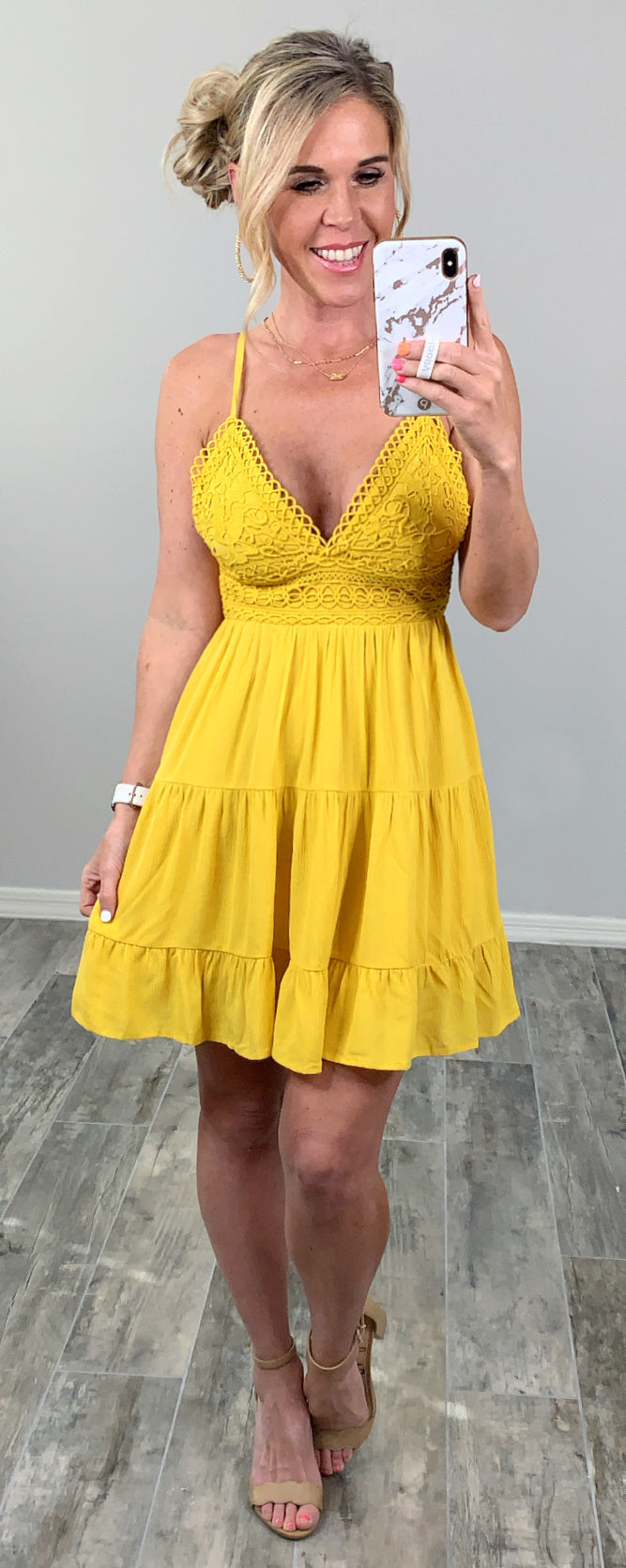 A Romantic Twist Dress - Yellow-Dress-privityboutique.com-Privity Boutique, Women’s Fashion Boutique in Mesa, Arizona