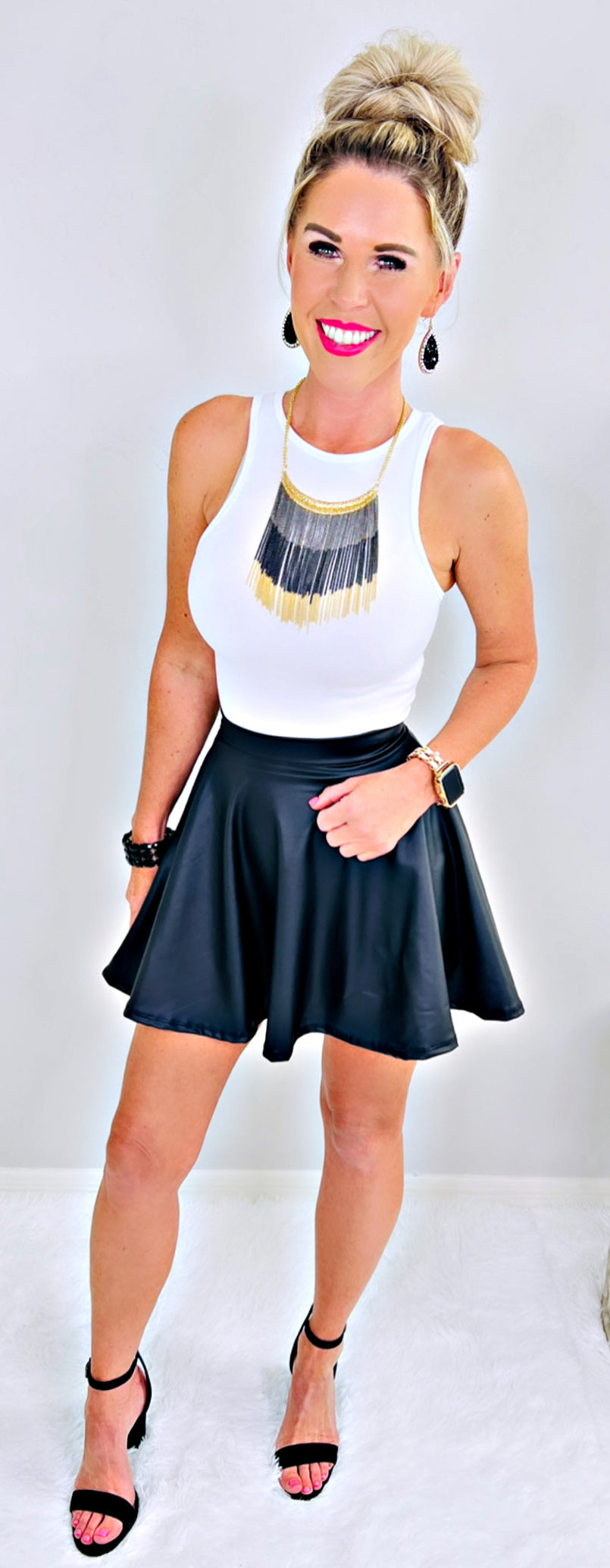 Sleek Shine Faux Leather Skirt-Dress-privityboutique.com-Privity Boutique, Women’s Fashion Boutique in Mesa, Arizona