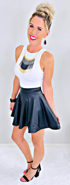 Sleek Shine Faux Leather Skirt-Dress-privityboutique.com-Privity Boutique, Women’s Fashion Boutique in Mesa, Arizona