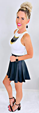 Sleek Shine Faux Leather Skirt-Dress-privityboutique.com-Privity Boutique, Women’s Fashion Boutique in Mesa, Arizona