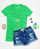 BASIC BURNOUT TEE - GREEN-Top-privityboutique.com-Privity Boutique, Women’s Fashion Boutique in Mesa, Arizona