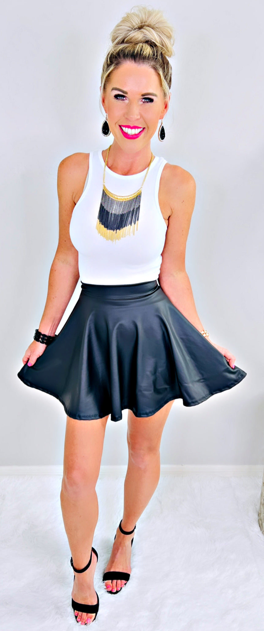 Sleek Shine Faux Leather Skirt-Dress-privityboutique.com-Privity Boutique, Women’s Fashion Boutique in Mesa, Arizona