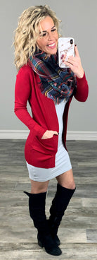 Been Here Waiting Cardigan - Red-flannel-privityboutique-Privity Boutique, Women’s Fashion Boutique in Mesa, Arizona