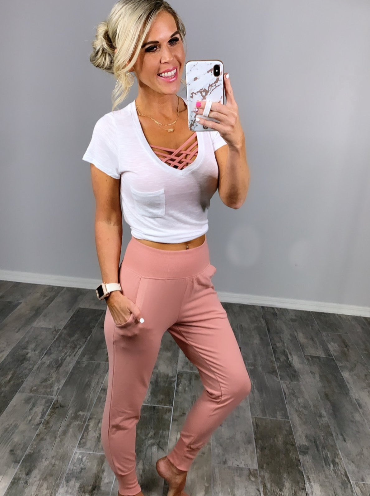 Lounging Around Joggers - Rose-joggers-privityboutique.com-Privity Boutique, Women’s Fashion Boutique in Mesa, Arizona