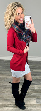 Been Here Waiting Cardigan - Red-flannel-privityboutique-Privity Boutique, Women’s Fashion Boutique in Mesa, Arizona