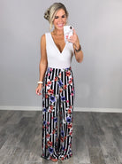 Striped with Floral Pants - Black-palazzo-privityboutique.com-Privity Boutique, Women’s Fashion Boutique in Mesa, Arizona