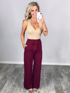 Leave Behind Pants - Burgundy-palazzo-privityboutique.com-Privity Boutique, Women’s Fashion Boutique in Mesa, Arizona