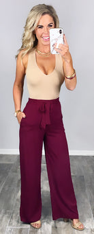 Leave Behind Pants - Burgundy-palazzo-privityboutique.com-Privity Boutique, Women’s Fashion Boutique in Mesa, Arizona