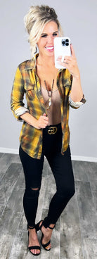 Penny Plaid Flannel Top - Mustard Multi-flannel-privityboutique-Privity Boutique, Women’s Fashion Boutique in Mesa, Arizona