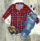 Penny Plaid Flannel Top - Red/Navy-flannel-privityboutique-Privity Boutique, Women’s Fashion Boutique in Mesa, Arizona