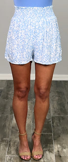 Blooming Sophistication Floral Print Shorts - Blue-Dress-privityboutique.com-Privity Boutique, Women’s Fashion Boutique in Mesa, Arizona