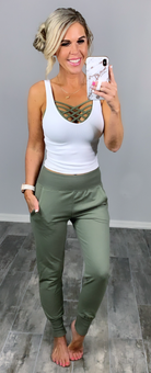 Lounging Around Joggers - Sage-palazzo-privityboutique.com-Privity Boutique, Women’s Fashion Boutique in Mesa, Arizona