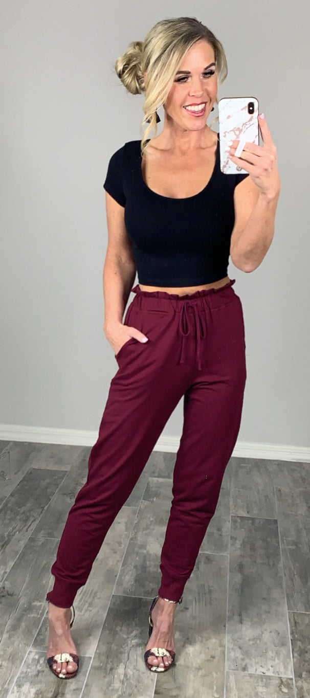 Perfect Pocket Joggers - Burgundy-joggers-privityboutique.com-Privity Boutique, Women’s Fashion Boutique in Mesa, Arizona