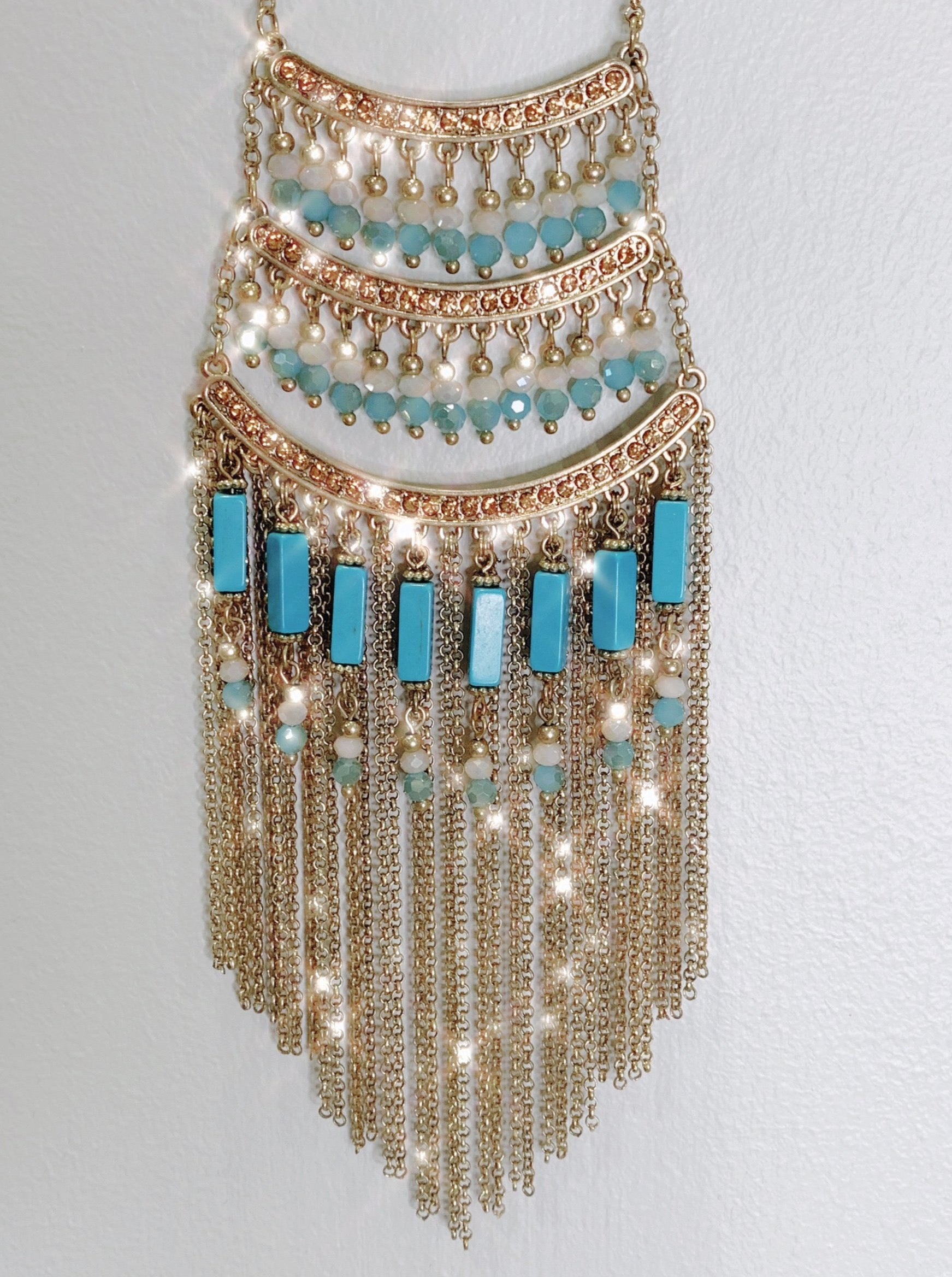 Never Too Much Tassel Necklace: Turquoise-necklace-privityboutique.com-Privity Boutique, Women’s Fashion Boutique in Mesa, Arizona