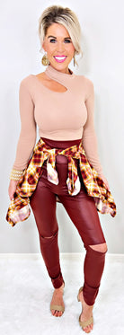 Penny Plaid Flannel Top - Burgundy/Gold-flannel-privityboutique-Privity Boutique, Women’s Fashion Boutique in Mesa, Arizona