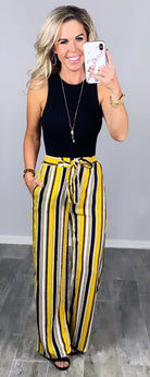 Something to Ponder Striped Pants - Mustard-palazzo-privityboutique.com-Privity Boutique, Women’s Fashion Boutique in Mesa, Arizona