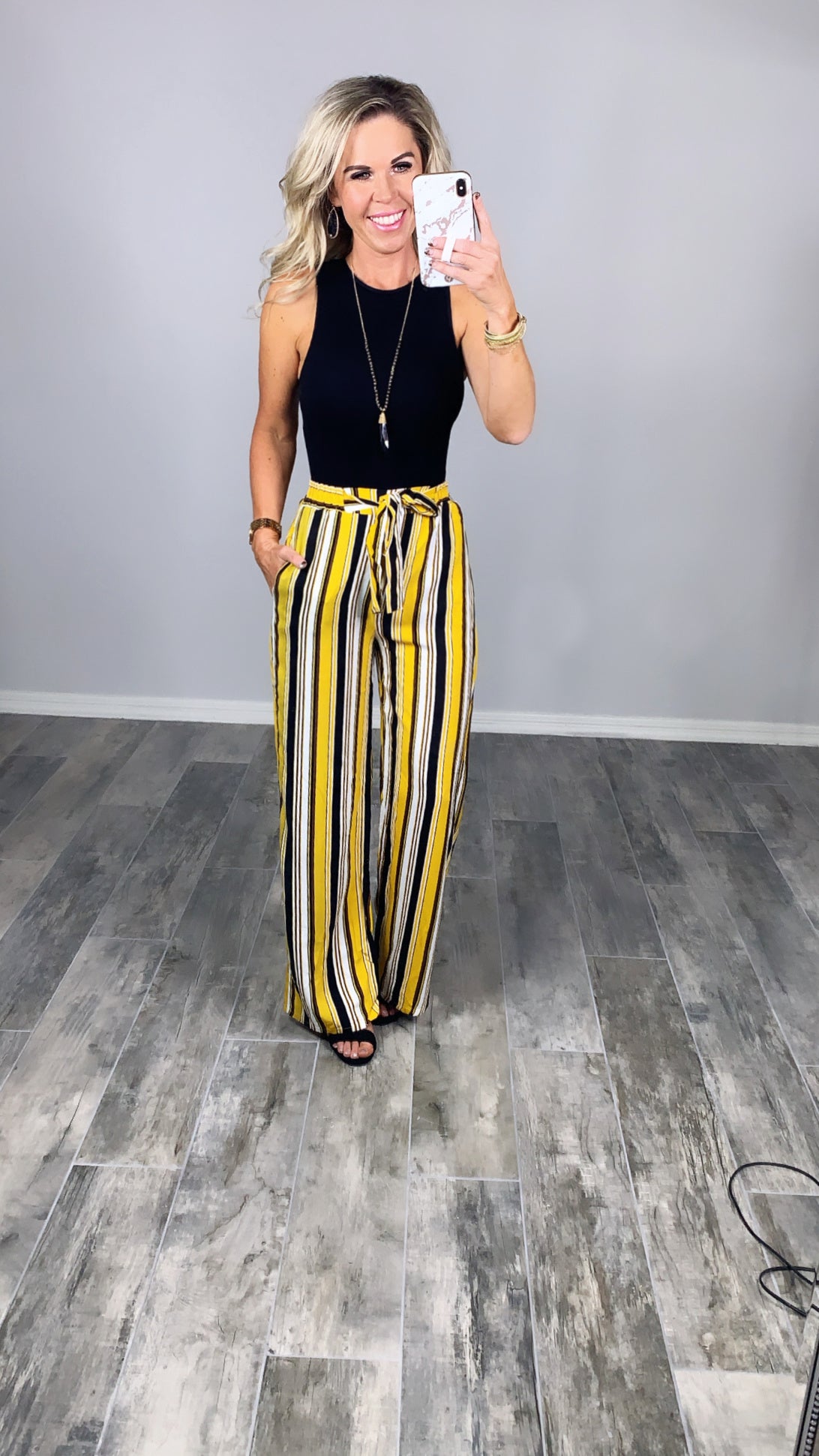 Something to Ponder Striped Pants - Mustard-palazzo-privityboutique.com-Privity Boutique, Women’s Fashion Boutique in Mesa, Arizona