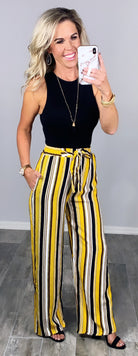 Something to Ponder Striped Pants - Mustard-palazzo-privityboutique.com-Privity Boutique, Women’s Fashion Boutique in Mesa, Arizona