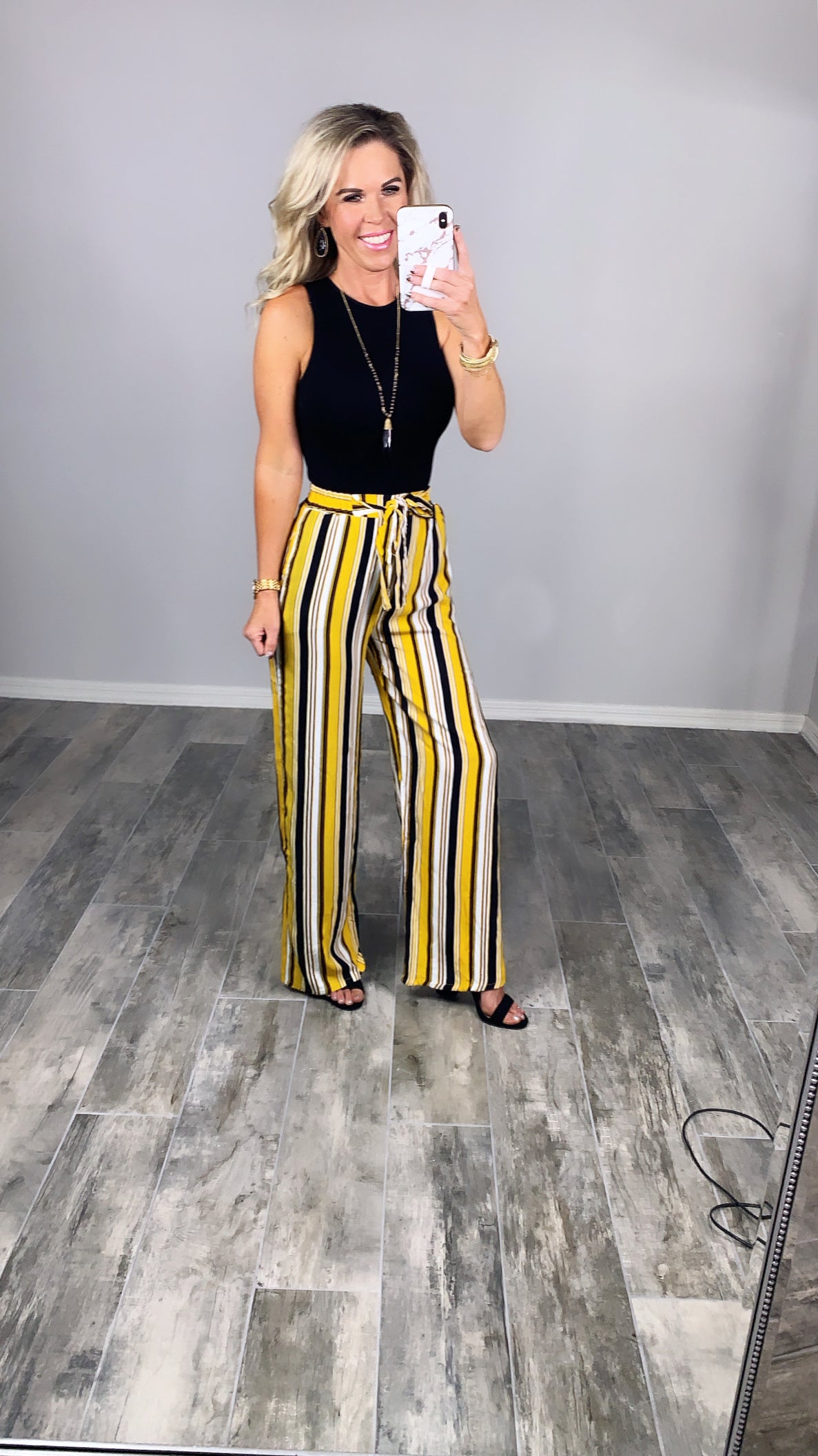 Something to Ponder Striped Pants - Mustard-palazzo-privityboutique.com-Privity Boutique, Women’s Fashion Boutique in Mesa, Arizona