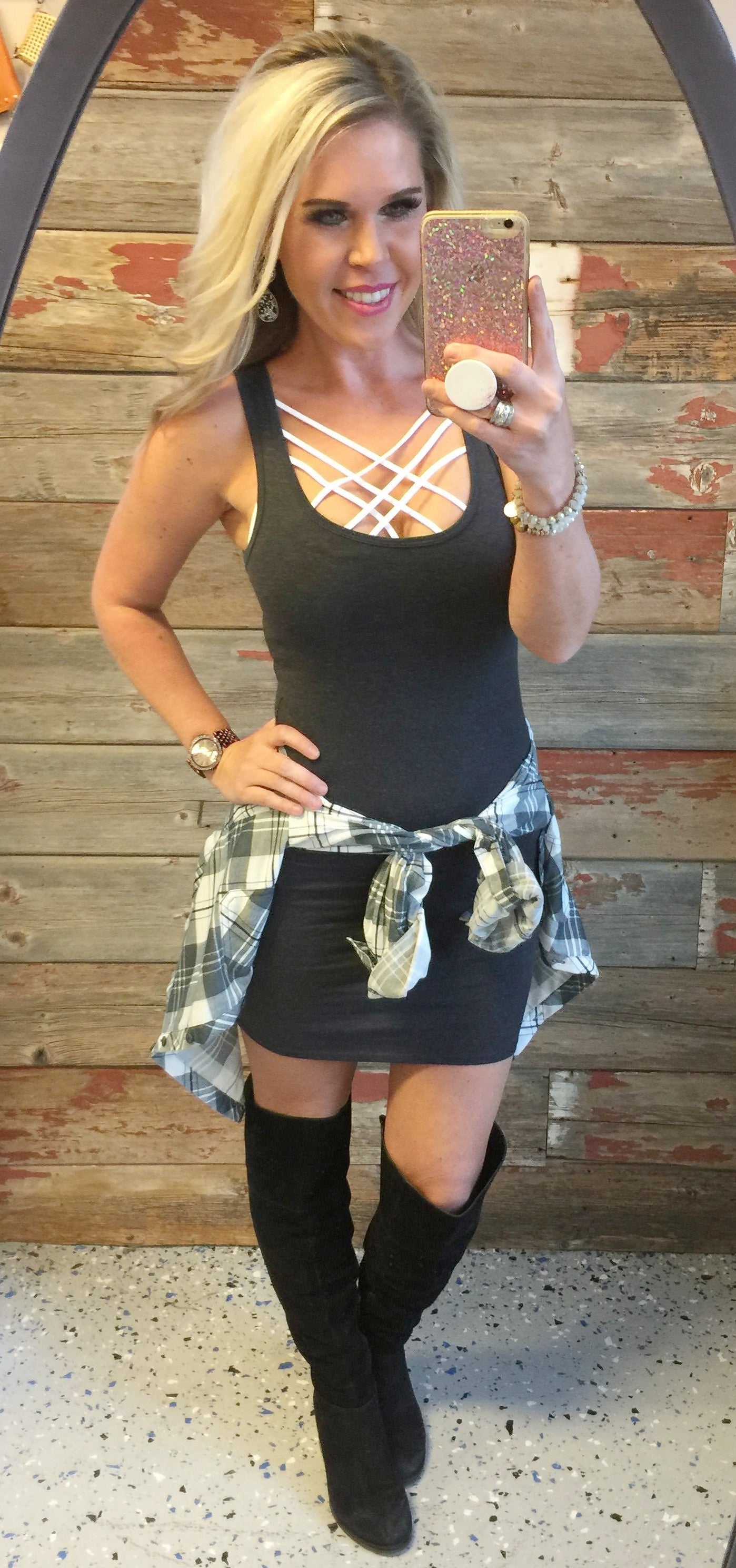 Basic Tank Dress: Charcoal-Top-privityboutique-Privity Boutique, Women’s Fashion Boutique in Mesa, Arizona