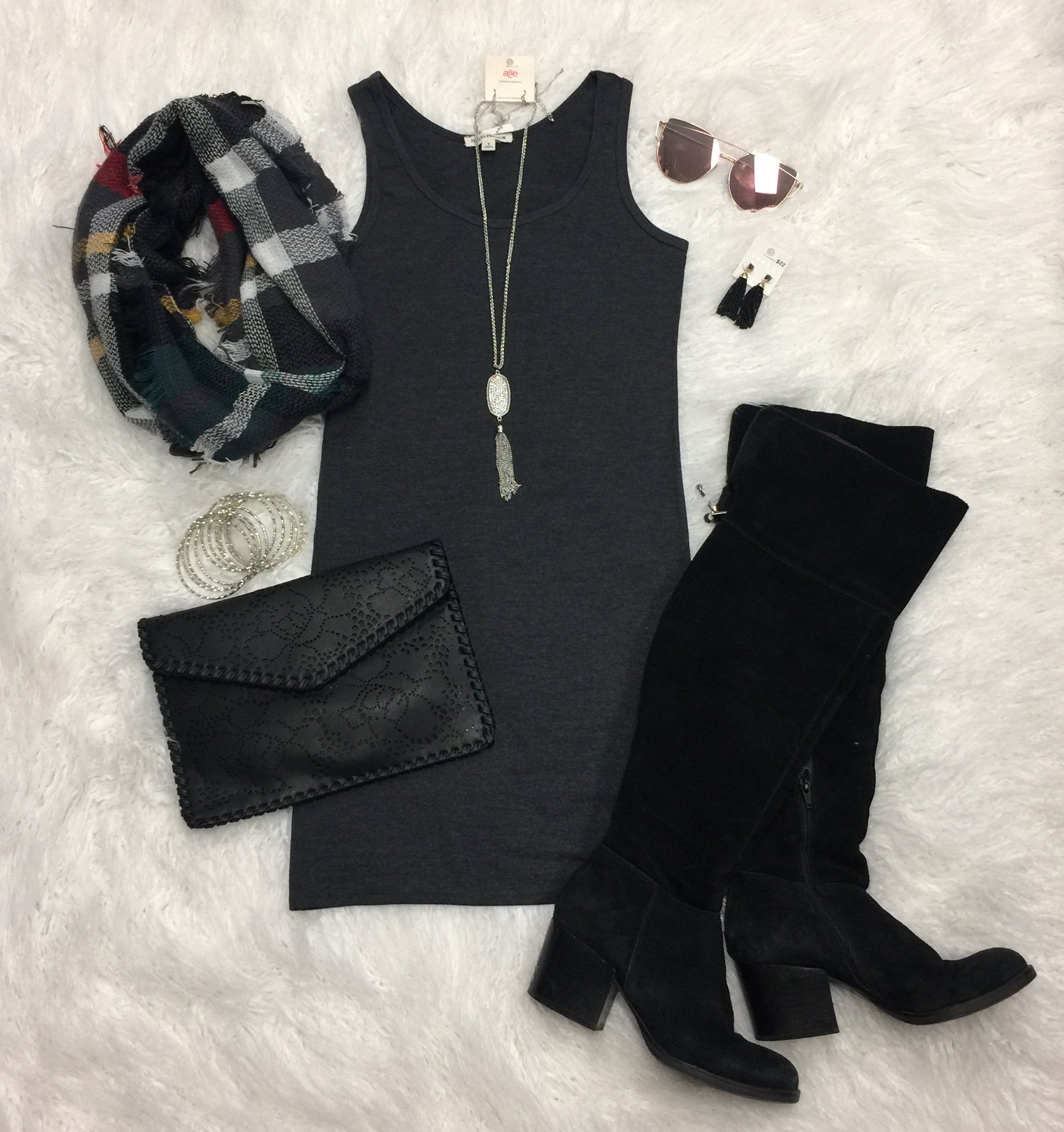 Basic Tank Dress: Charcoal-Top-privityboutique-Privity Boutique, Women’s Fashion Boutique in Mesa, Arizona