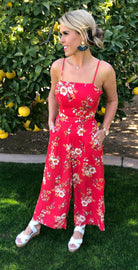 Just Friends Red Jumpsuit-Jumpsuits-privityboutique.com-Privity Boutique, Women’s Fashion Boutique in Mesa, Arizona