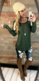 Warmer Days Waffle Top: Hunter Green-Top-privityboutique.com-Privity Boutique, Women’s Fashion Boutique in Mesa, Arizona