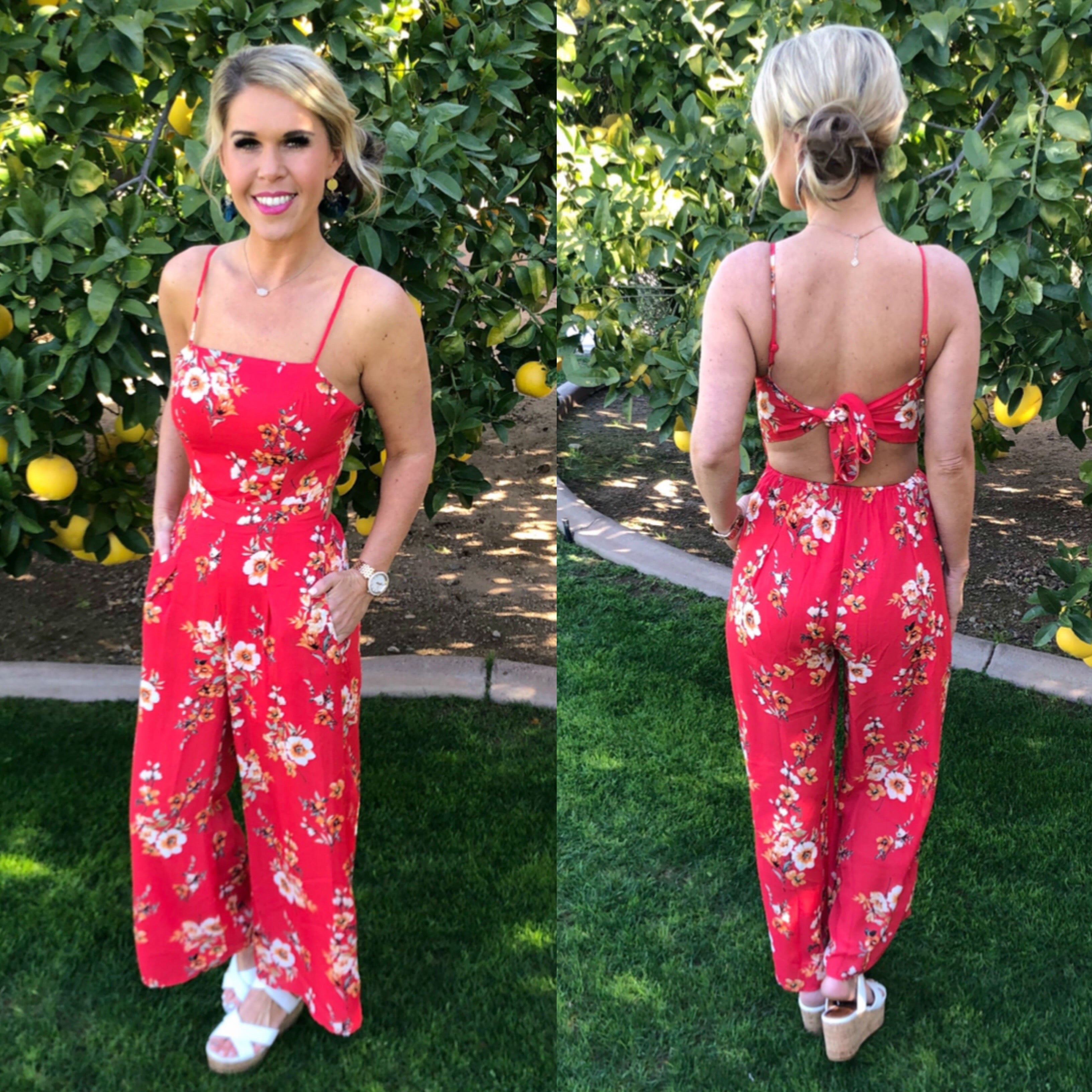 Just Friends Red Jumpsuit-Jumpsuits-privityboutique.com-Privity Boutique, Women’s Fashion Boutique in Mesa, Arizona