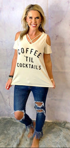 Coffee til' Cocktails Cold Shoulder Top-Top-privityboutique.com-Privity Boutique, Women’s Fashion Boutique in Mesa, Arizona