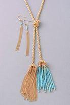 Double Down Tassel Necklace: Blue-privityboutique-Privity Boutique, Women’s Fashion Boutique in Mesa, Arizona