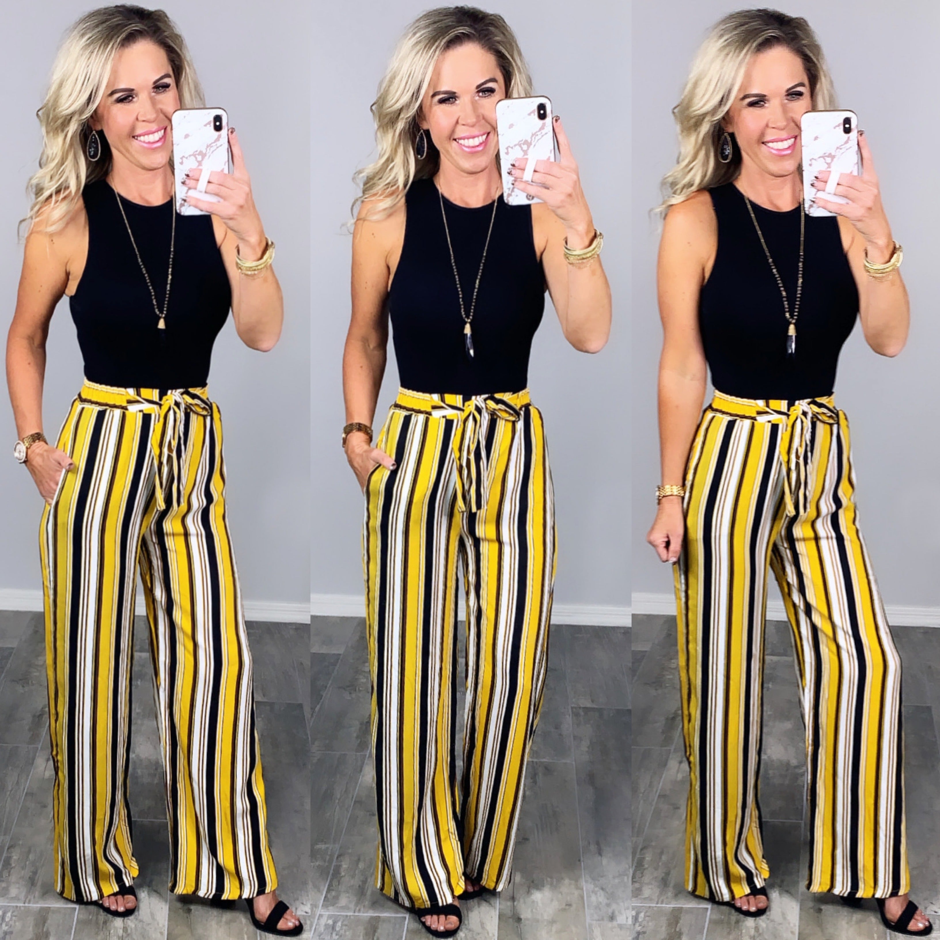 Something to Ponder Striped Pants - Mustard-palazzo-privityboutique.com-Privity Boutique, Women’s Fashion Boutique in Mesa, Arizona