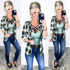 Penny Plaid Flannel Top - Ivory/Olive-flannel-privityboutique-Privity Boutique, Women’s Fashion Boutique in Mesa, Arizona