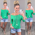 Raw Hem Off The Shoulder - Green-Top-privityboutique.com-Privity Boutique, Women’s Fashion Boutique in Mesa, Arizona