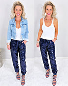 Sequin Joggers -Navy-sequin jogger pants-privityboutique.com-Privity Boutique, Women’s Fashion Boutique in Mesa, Arizona