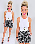 Sun And Blooms Floral Print Shorts - Black-Dress-privityboutique.com-Privity Boutique, Women’s Fashion Boutique in Mesa, Arizona