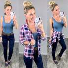 Penny Plaid Flannel Top - Pink/Navy-flannel-privityboutique-Privity Boutique, Women’s Fashion Boutique in Mesa, Arizona