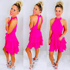 Hot Pink Ruffle Open Back Dress-Dress-privityboutique.com-Privity Boutique, Women’s Fashion Boutique in Mesa, Arizona