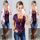 BASIC BURNOUT DEEP V-NECK TEE - PLUM-Top-privityboutique.com-Privity Boutique, Women’s Fashion Boutique in Mesa, Arizona