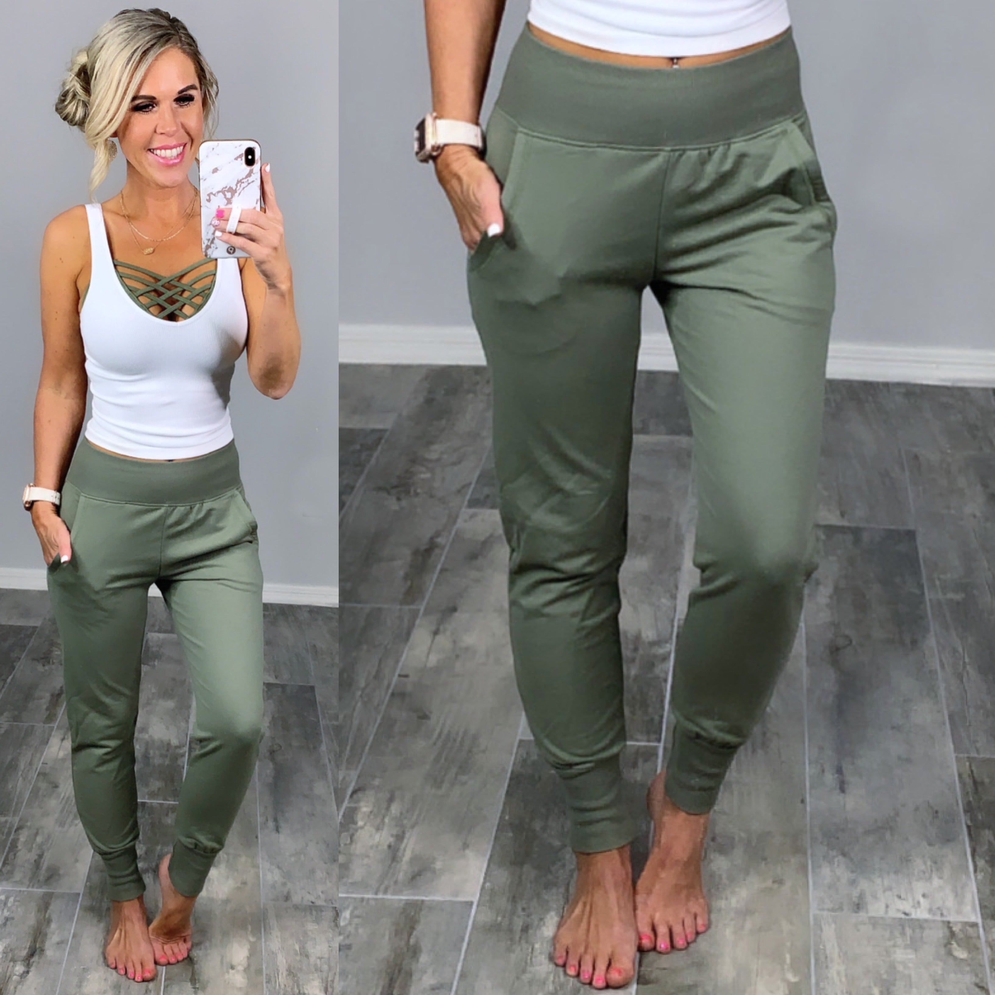 Lounging Around Joggers - Sage-palazzo-privityboutique.com-Privity Boutique, Women’s Fashion Boutique in Mesa, Arizona