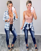 Penny Plaid Flannel Top - Ivory/Teal-flannel-privityboutique-Privity Boutique, Women’s Fashion Boutique in Mesa, Arizona