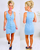 Denim Dreams Button Front Dress - Light-Dress-privityboutique.com-Privity Boutique, Women’s Fashion Boutique in Mesa, Arizona