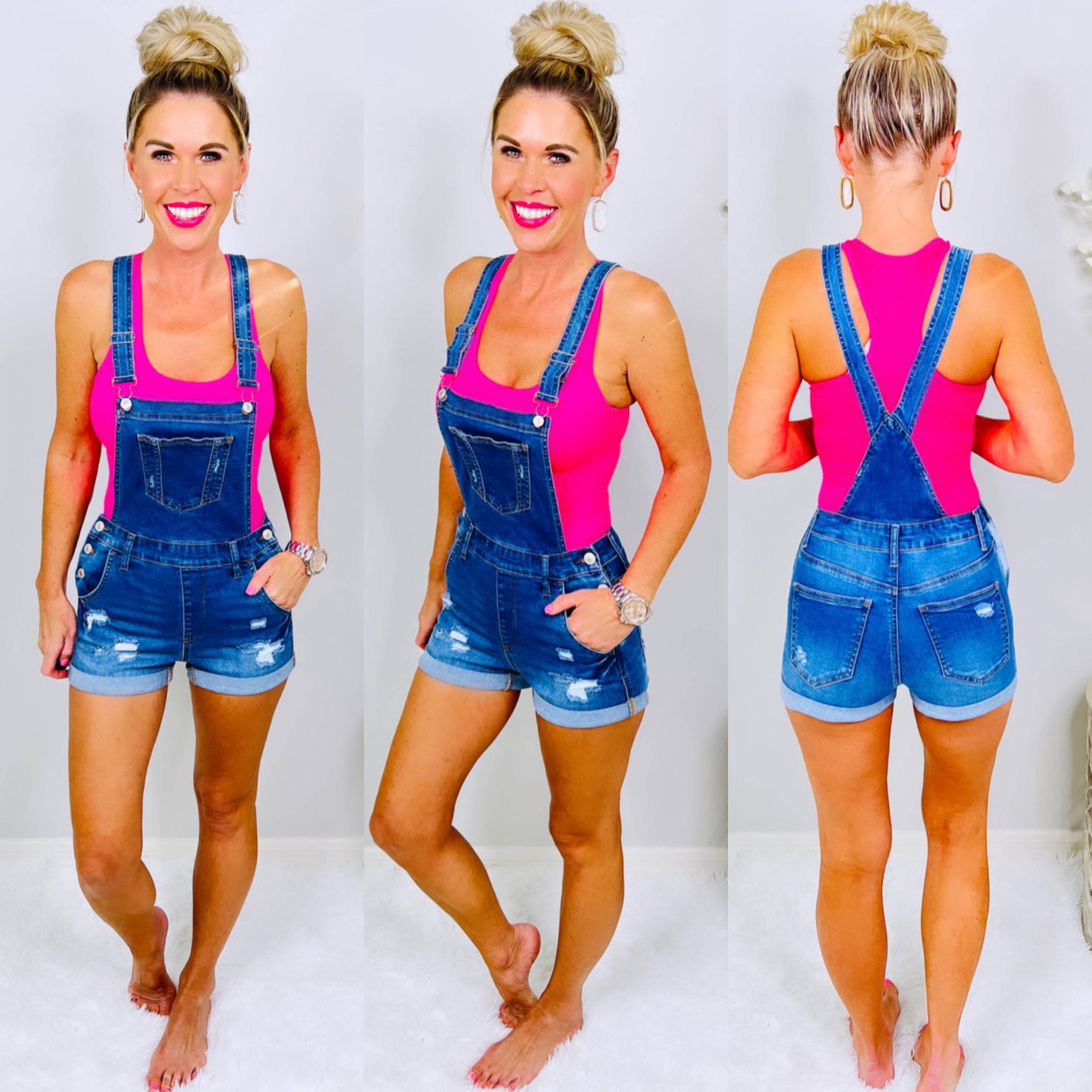 Distressed Denim Pocket Overalls - Medium-overalls-privityboutique.com-Privity Boutique, Women’s Fashion Boutique in Mesa, Arizona