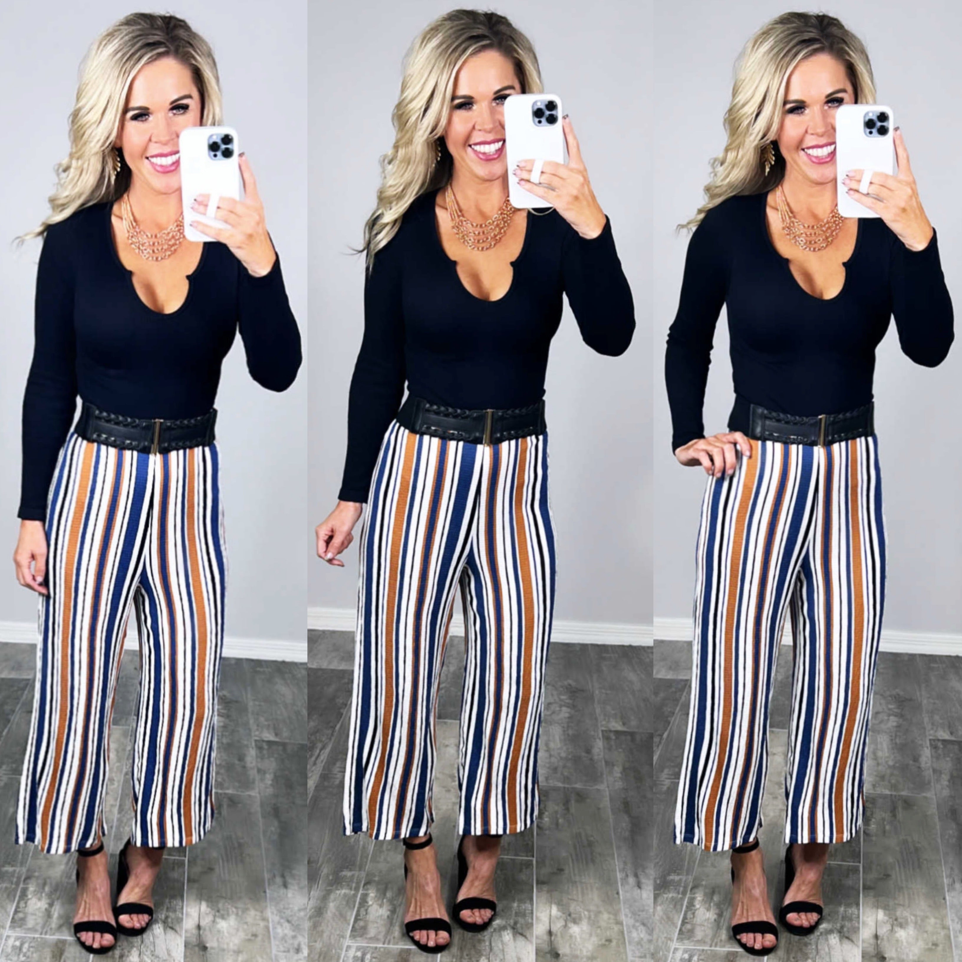 In Good Time Striped Pants - Blue-palazzo-privityboutique.com-Privity Boutique, Women’s Fashion Boutique in Mesa, Arizona