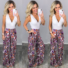 Striped with Floral Pants - Burgundy-palazzo-privityboutique.com-Privity Boutique, Women’s Fashion Boutique in Mesa, Arizona