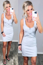 Just Zip It Dress - H Grey-Dress-privityboutique.com-Privity Boutique, Women’s Fashion Boutique in Mesa, Arizona