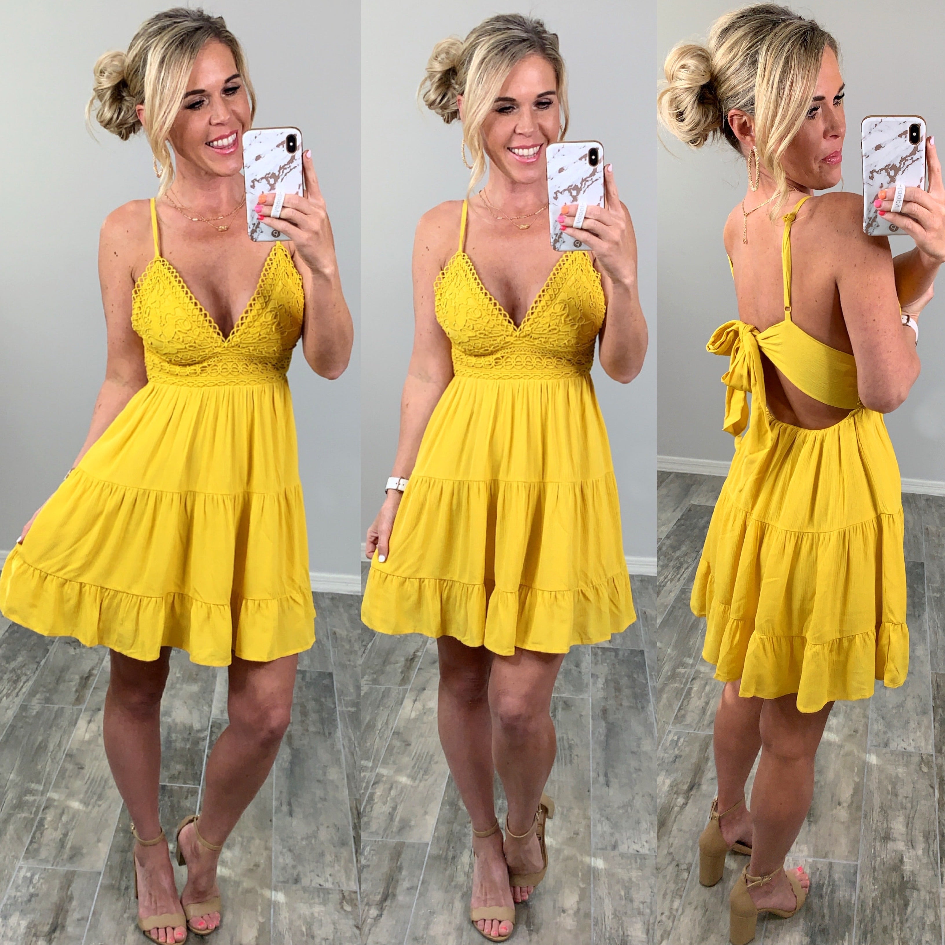 A Romantic Twist Dress - Yellow-Dress-privityboutique.com-Privity Boutique, Women’s Fashion Boutique in Mesa, Arizona