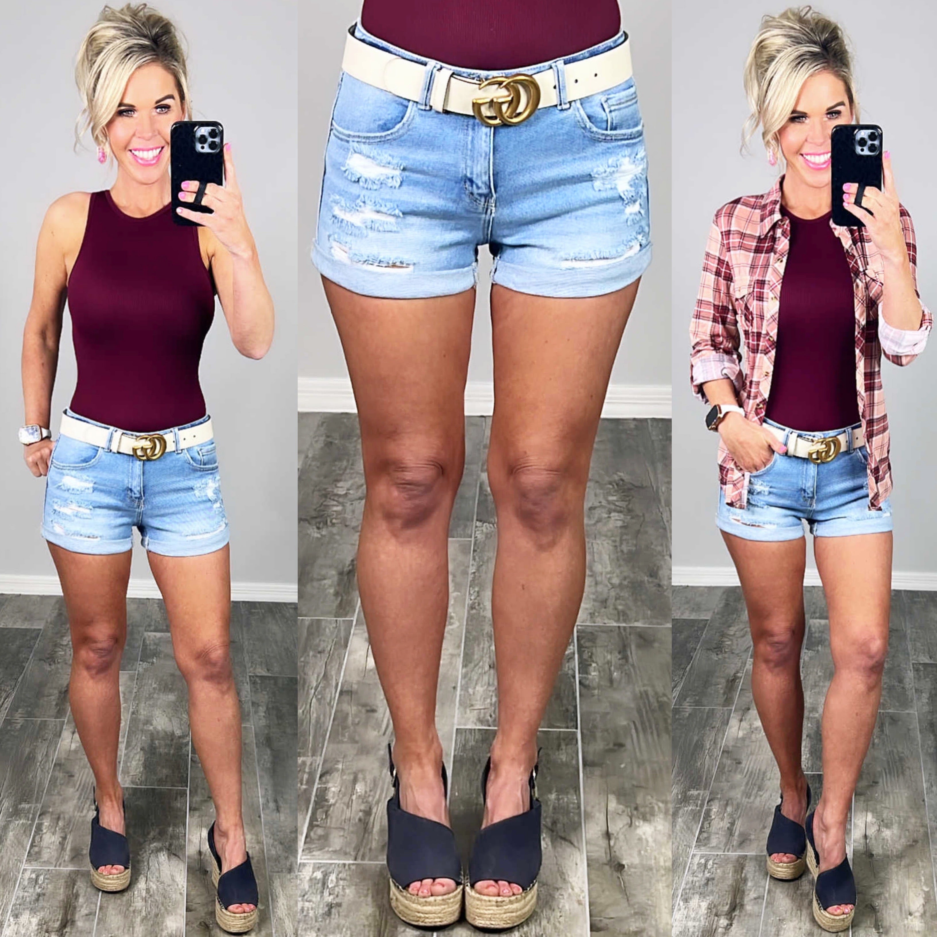 All The Joy Distressed Denim Shorts - Light-shorts-privityboutique.com-Privity Boutique, Women’s Fashion Boutique in Mesa, Arizona