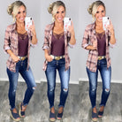 Penny Plaid Flannel Top - Rose/Plum-flannel-privityboutique-Privity Boutique, Women’s Fashion Boutique in Mesa, Arizona