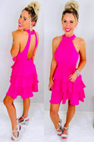 Hot Pink Ruffle Open Back Dress-Dress-privityboutique.com-Privity Boutique, Women’s Fashion Boutique in Mesa, Arizona