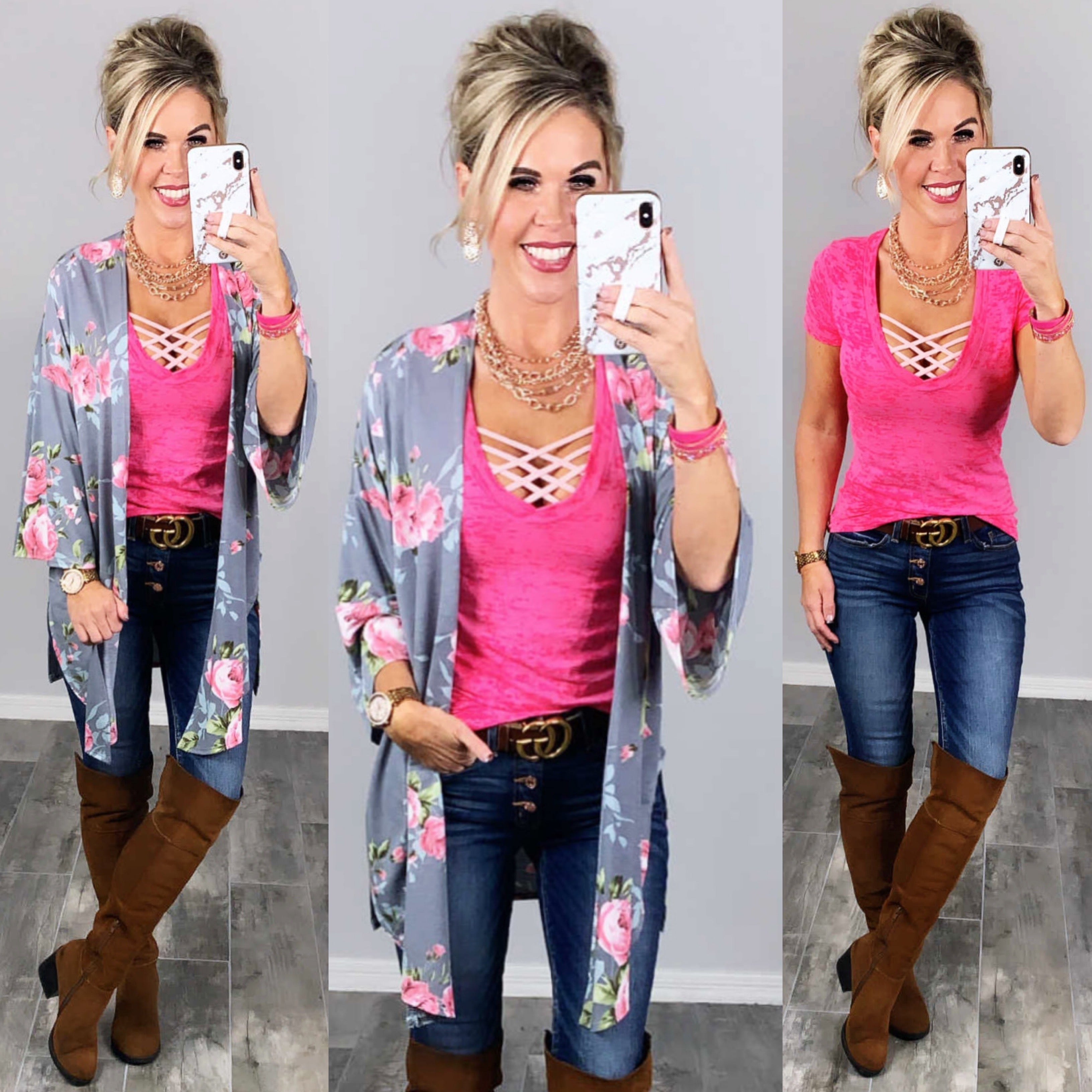 BASIC BURNOUT DEEP V-NECK TEE - FUSCHIA-Top-privityboutique.com-Privity Boutique, Women’s Fashion Boutique in Mesa, Arizona